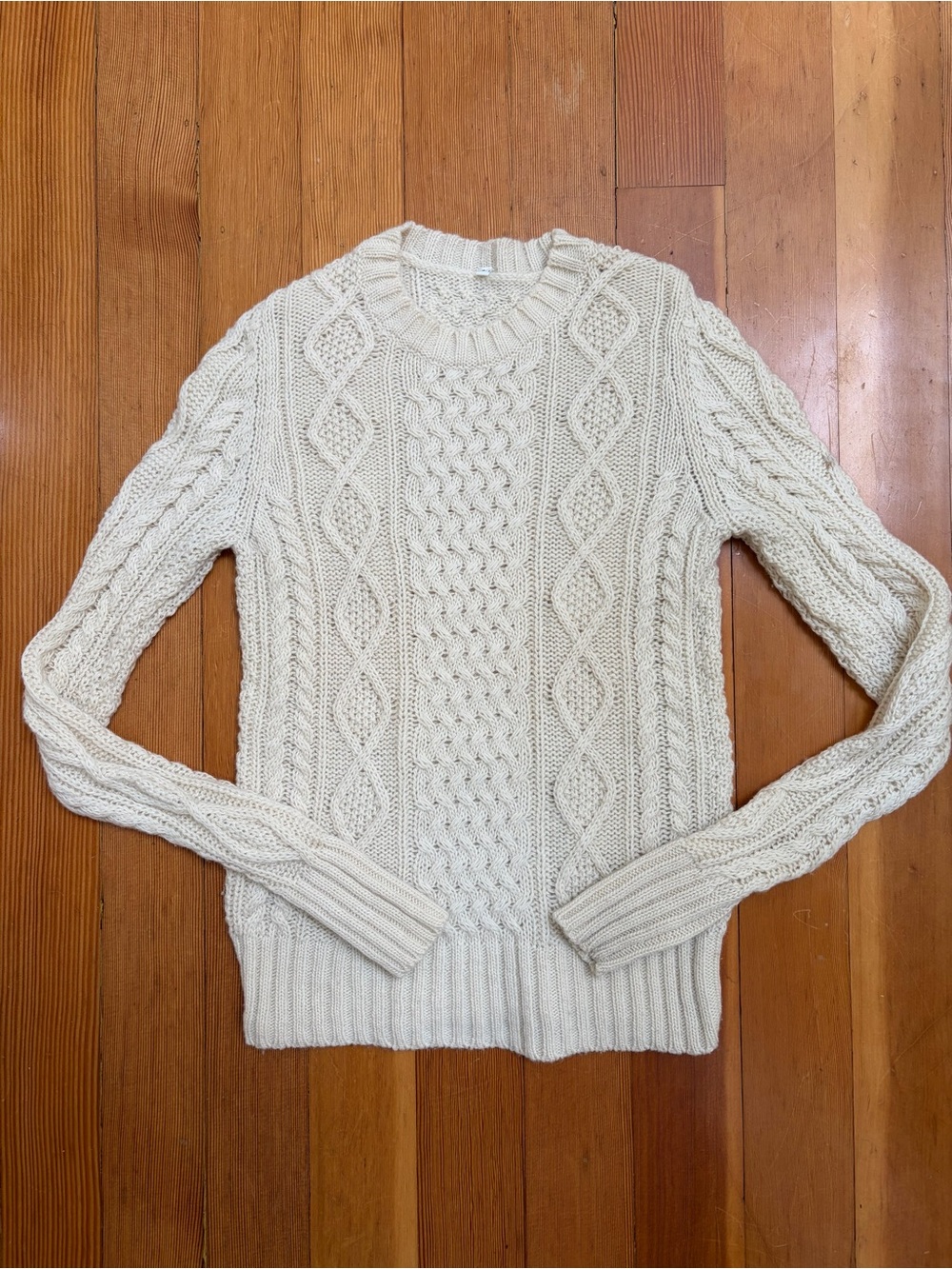 Muji Cream Cable Knit Crewneck Sweater